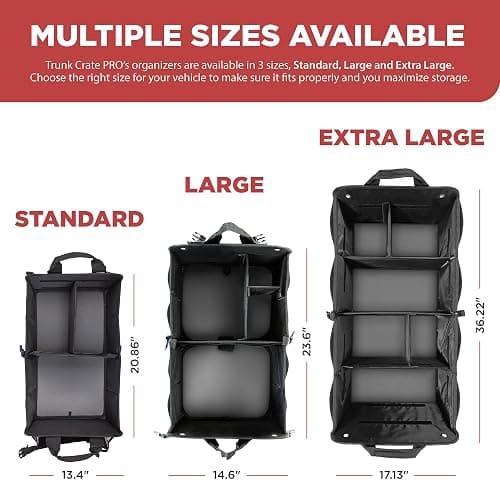 TRUNKCRATEPRO Trunk Organizer For Car, Suv, Truck | Premium Adjustable Multi Compartments Collapsible Car Trunk Organizer With Securing Straps & Non-Slip Bottom (Large Size, Black) thumbnail 6