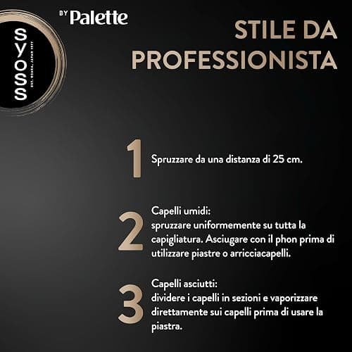 Syoss Palette Heat Spray Termoprotettore 200 ml, Termoprotettore per capelli per look professionale, Protettore termico capelli anti crespo, con complesso vitaminico e protezione calore fino a 230°C thumbnail 5