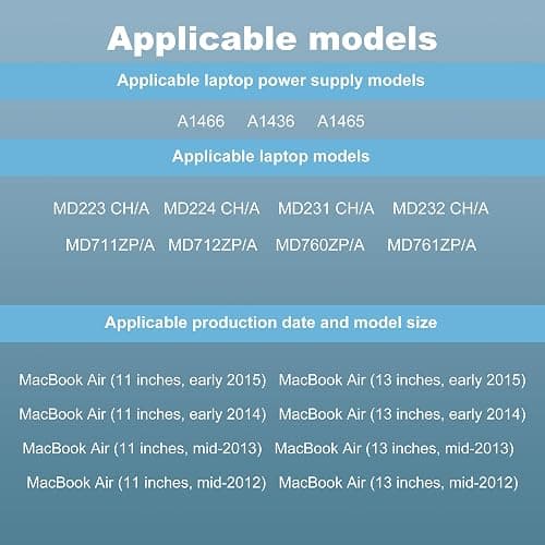 Eokoowo 45W Charger Compatible with A1436 A1466 A1465 Mac Book Air Mag2 T-Tip 14.85V AC Power Adapte for Charging Mac Book Air 11 inch and 13 inch After Mid 2012(Applicable to 2012-2017) thumbnail 5