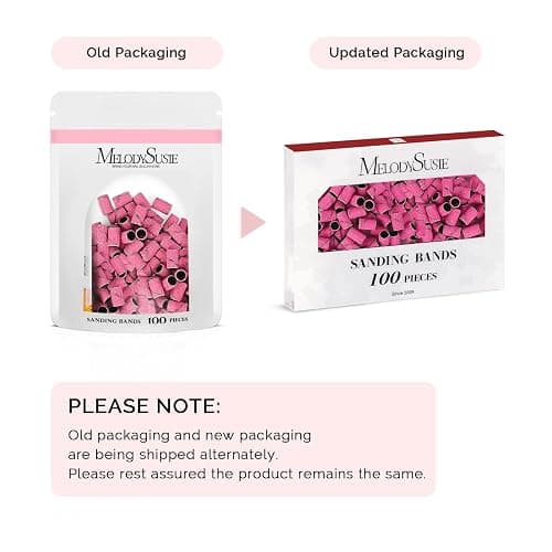 MelodySusie 100 Pcs Nail Drill Bits Sanding Bands for Nail Drill 180 Fine Grit Nail File Sanding Bands for Acrylic Nails Gel Manicures and Pedicure - 180 Grit - Pink thumbnail 2