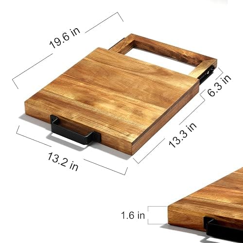EVERBBKING Natural Acacia Sliding Tray for Coffee Machine Kitchen Appliance slider Moving Caddy, appliance slider,appliance rolling stand air fryer rolling tray thumbnail 3