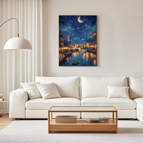GEEHEIY Venice Diamond Art Kits for Adults, 5D Full Drill Diamond Painting Kit, Moonlit Starry Night Cityscape Water Reflections, DIY Crystal Gem Art for Beginners, Home Wall Decor Gift 30 x 40cm thumbnail 2