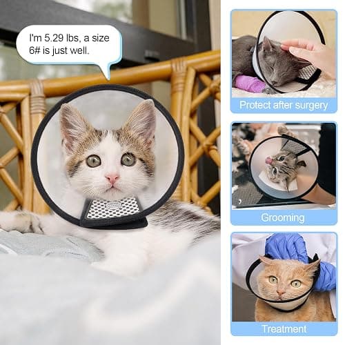 Depets Adjustable Recovery Pet Cone E-Collar for Cats Kittens Rabbits, Plastic Elizabeth Protective Collar Wound Healing Practical Neck Cover, Neck Girth 6.1 in thumbnail 8