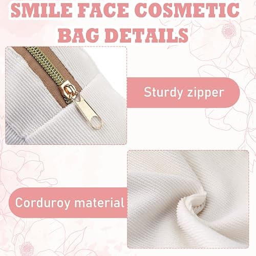 Pinkunn 4 Pcs Preppy Makeup Bags Chenille Letter Travel Organizer Face Skin Hair Stuff Corduroy Cosmetic Hygiene Toiletry Pouch with Zipper Wedding Birthday Gifts for Women(Purple, Pink, White, Blue) thumbnail 5