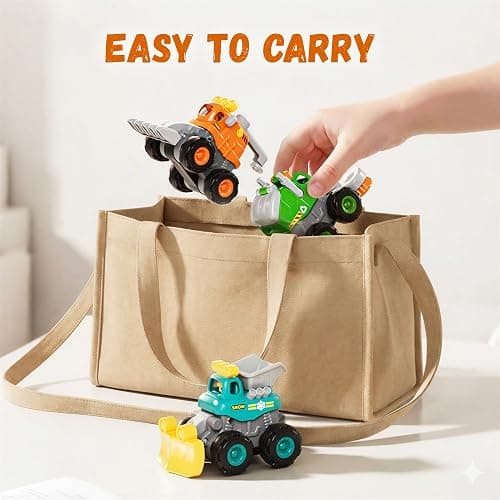 iPlay, iLearn Stunt Construction Trucks for Toddlers 1-3, Baby Friction Car | Kids Pull Back Push Go Vehicle Set, Boys Digger Roller Dump Truck, Birthday Gift for 12 18 Months, 2 3 4 5 One Yrs Girl Child thumbnail 8