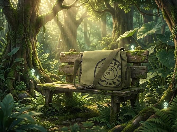 Zxtvmn Japanese New 2026 My Neighbor Canvas Messenger Bags Cartoon Students Book Crossbody Bags with Mutiple Pockets, Compatible with my neighbor totoro bag (Khaki) thumbnail 7