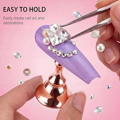 Difenni Nail Stand for Press Ons, Acrylic Magnetic Nail Tips Practice Holder,100 Pcs Reusable Double-Sided Tape Dot for Home DIY Salon Painting Nails Stand kit (Rose Gold) thumbnail 3