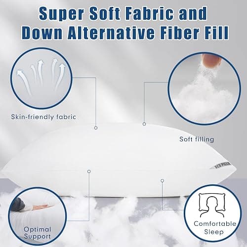Piwaal Luxury Hotel Pillows for Sleeping 4 Pack,Bed Pillows Queen Size Set of 4,Down Alternative Filling,Pillows for Back,Stomach and Side Sleepers thumbnail 3