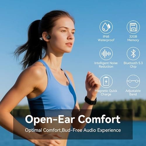 GREYOLK Swimming Headphones,Bone Conduction Headphones Bluetooth 5.4,IP68 Waterproof,32G Memory Sports Headphone,Underwater Headphone with MP3-Player for Swim,Open Earphones for Swimming Running thumbnail 6