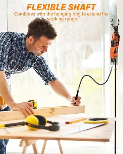 Akdomart Multiherramienta, 200W mini amoladora eléctrica, Herramienta Rotativa con 135 accesorios, 6 velocidades ajustables, 8000-35000 rpm, para grabar, taladrar, cortar, esmerilar thumbnail 4
