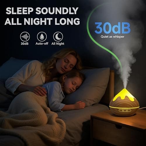Essential Oil Diffuser for Home 500ML, Ultrasonic Large Diffuser Oil Machine with Remote Control, Aromatherapy Diffusers for Home Office Room, Aroma Diffuser with 14 Color LED & 2 Mist Mode, Brown thumbnail 8