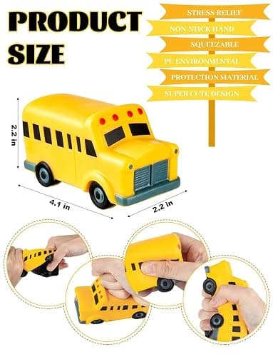 8Pcs School Bus Stress Toys, Slow Rising Squishy Toys for Anxiety Relief | Yellow Bus Party Favors for Kids, Classroom Rewards, Back to School Gifts, Driver Appreciation, Bulk Prizes thumbnail 3