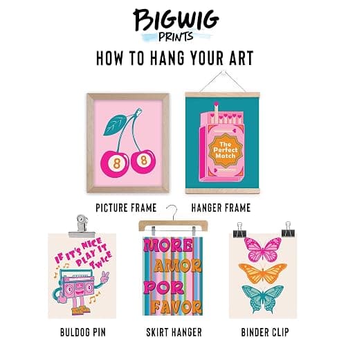 BigWig Prints Preppy Posters - Preppy Wall Decor, Pink And Orange Room Decor, Dopamine Quirky Wall Art, Y2K Posters, Cute Dorm Pictures, Vibrant Retro Pop Art Prints - Unframed Set Of 12 (8x10) thumbnail 5