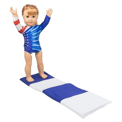 Olympics Gymnastics Competition Doll Clothes (2 Pc Set)- Athletic Uniform Includes Team USA Leotard & Mat- Handmade Outfit & Accessories- Compatible with 18" American Girl Doll- Gift for Girls, Kids thumbnail 4