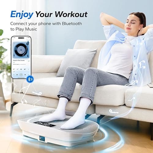 MERACH Vibration Plate, Whole Body Workout Powerful Quiet Vibration Plate Exercise Machine for Weight Loss and Shaping, Auto or Manual Speed Control, Built-in Bluetooth Speaker thumbnail 5