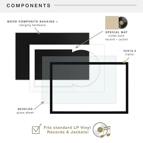 MCS Double Matte Record Album Frame, 16.5x25 Record Frame, Black for LP Vinyl Record & Jacket Display (1-Pack) thumbnail 5