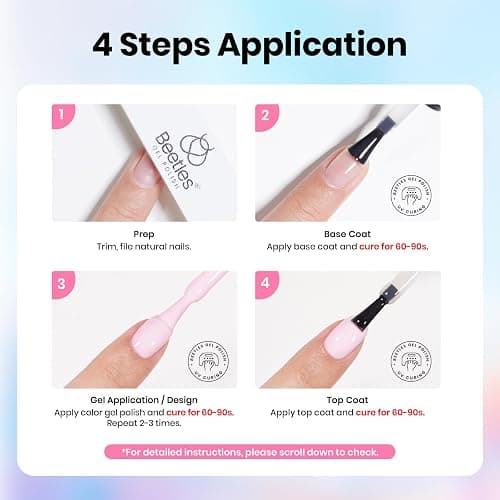 Beetles Gel Nail Polish Kit with U V Light -54 Pcs Gel Nail Kit Four Seasons Glow 32 Colors Set with Everything Base Top Coat Soak Off at Home Nail Kit Salon Manicure Beginner Gifts for Women Girls thumbnail 6