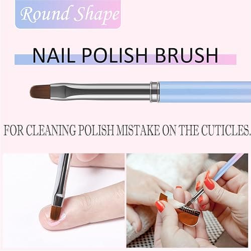 JASSINS Nail Art Clean Up Brushes, 3 Pcs Flat/Oval/Fine Angled Gel Nail Brushes,For Nail Art Design Painting DIY and Cleaning Polish Mistake on the Cuticles (Color) thumbnail 5