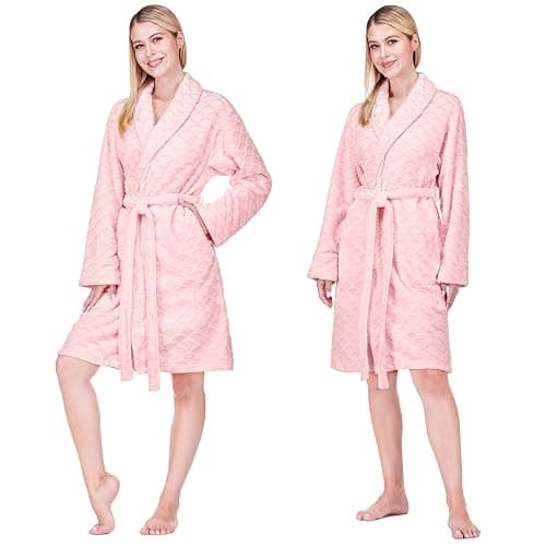 PAVILIA Womens Robes Kimono, Knee Length Plush Fluffy Winter Shower Bathrobe, Soft Fuzzy Cozy Warm with Pockets thumbnail 3