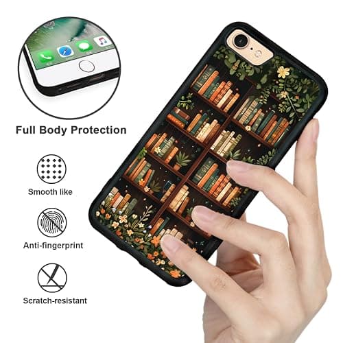 Aesthetic Floral Bookshelf Book Phone Case Compatible with iPhone 7/8/SE2020 Case 4.7 Inch, TPU Shockproof Protection Vintage Flowers Bookish Art Reading Book Lovers Gifts Phone Case for Girls Women thumbnail 3