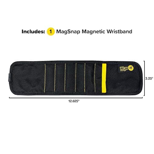 MagSnap Magnetic Wristband by Wrap-It Storage - Black - Great Father Gift Wrist Magnet Tool Belt and Screw Holder thumbnail 3