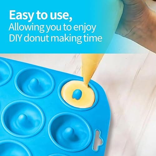 12 hole Silicone Donut Pan, Bite Size Silicone Donut Molds for baking, Mini Donut Mold Heat Resistant, Mini Donut Pan for baking Donuts, Muffin, Cake Biscuit Bagels, Non-stick Bottom, Dishwasher Safe thumbnail 3