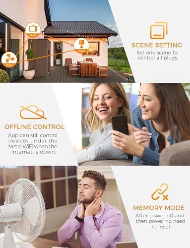 Smart Plug Works with Alexa, Apple HomeKit Siri, Google Home - Refoss Wifi Plug Alexa Smart Sockets Support App Remote Control, Voice Control, Timer, Offline Control, 13A, No Hub Required - 2 Pack thumbnail 6