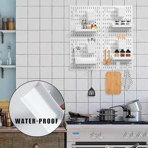 Dualshine Premium Pegboard Wall Organizer, White, 22"*22" | 4 Small Plastic Panels, 38 Accessories, Craft Room, Bathroom, Nursery Storage, and Office thumbnail 6