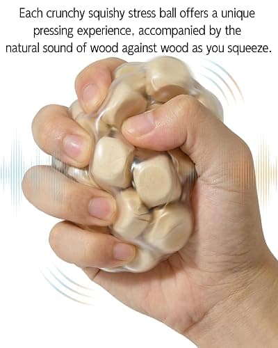 2Pcs Crunchy Stress Balls with Wooden Core, Fidget Toys for Adults | Hand Squeeze Stress Relief thumbnail 6