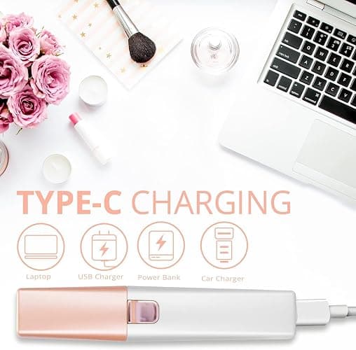 Eyebrow Facial Hair Remover for Women: Rechargeable 2 in 1 Face Shavers and Eyebrow Trimmer - Painless Electric Hair Removal Device for Face Eyebrows Lips Peach Fuzz with Light thumbnail 5