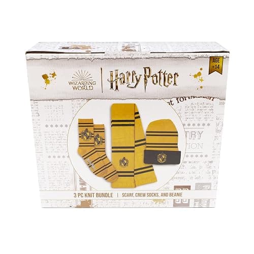 Culture Fly Harry Potter Scarf Beanie Socks Premium Knit 3pc Winter Bundle Gift Set thumbnail 2