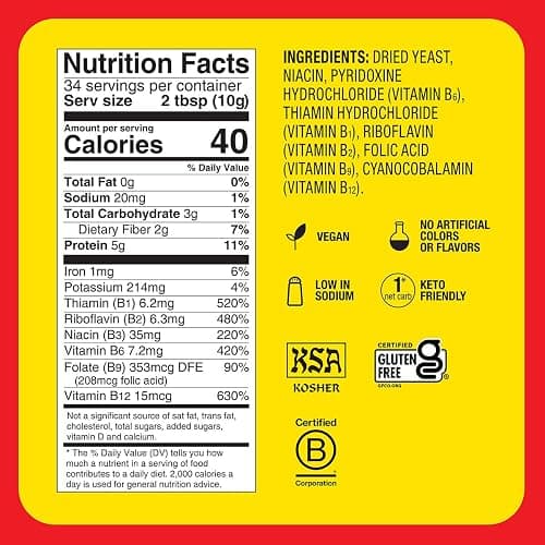 Bragg Premium Nutritional Yeast Seasoning - Vegan, Gluten Free – Good Source of Protein & Vitamins – Nutritious Savory Parmesan Cheese Substitute (Original, 12 Ounce (Pack of 1)) thumbnail 2
