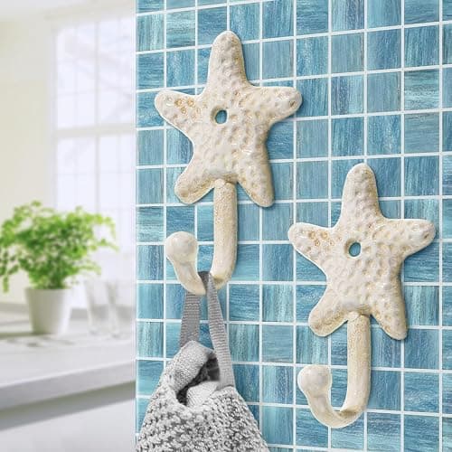 BESTYASH Star Fish Hook Set of 3 Decorative Wall Hooks Coastal Nautical Design for Hanging Keys Towels and More 4 33 X 2 76 X 1 57 Inch thumbnail 9