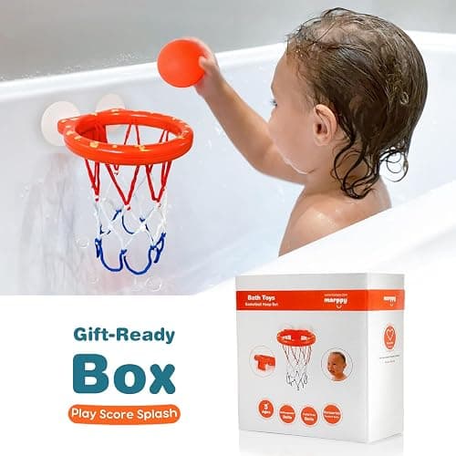 MARPPY Bath Toys, Bathtub Basketball Hoop for Toddlers Kids, Boys and Girls with 4 Soft Balls Set & Strong Suction Cup, Bathtub Shooting Game & Fun Toddlers Bath Toys for Boys or Girls thumbnail 6