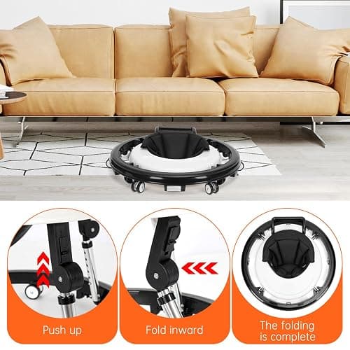 Baby Walker Foldable with 9 Adjustable Heights, Baby Walker with Wheels Portable, Infant Toddler Walker for Baby Boy Girls 6-18 Months (Black) thumbnail 6