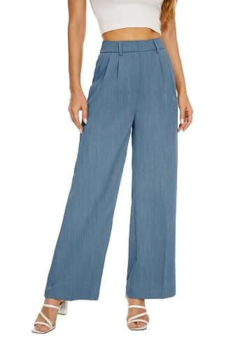 FUNYYZO Wide Leg Pants High Elastic Waisted Long Straight Suit Pants thumbnail 4