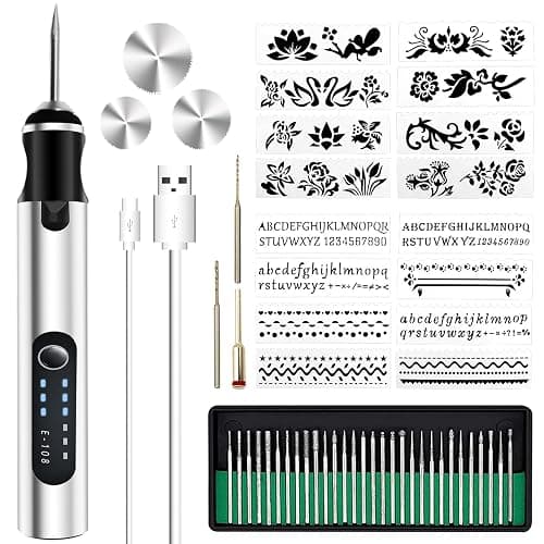 USB Rechargeable Micro Engraver Etching Pen,25W Mini Electric Engraving Tool,Portable Precision Engraving Pen with 35bits for DIY Jewelry Glass Wood Ceramic Metal Plastic - Image 1