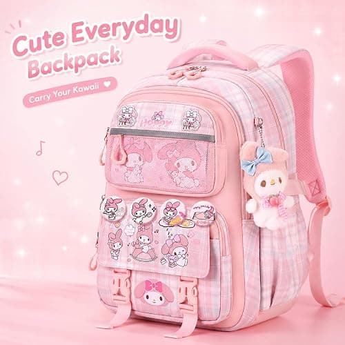 Festa Park Cutecore Backpack Shoulder Bag Purse, Kawaii Cartoon Bookbag Aesthetic Large Harajuku Daypack Preppy Rucksack Bags (Pink) thumbnail 9