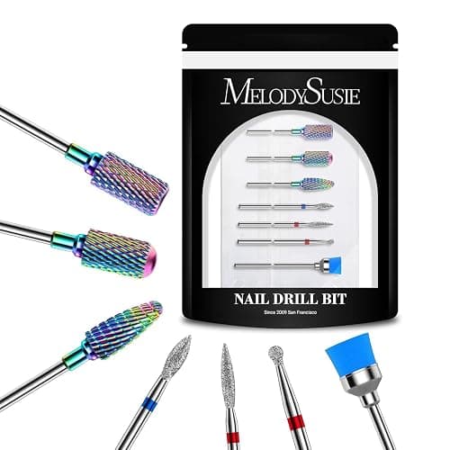 MelodySusie Nagelfräser Bits Set, 7Stk Wolframkarbid Diamant Bits für Acrylnägel Poly Gel Nagelhaut entfernen, 3/32'' Professionelle Nagelbits für Nagelfräser Efeil (mehrfarbig) - Image 1