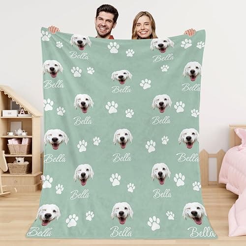 Personalized Custom Dog Portrait Blanket for Dog Lover Mom or Memorial Gift - Image 1