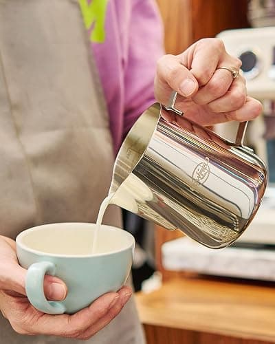 Milk Frothing Pitcher 32 Oz, Milk Frother Cup 304 Stainless Steel Steaming Jug with Clear Scale and Latte Art Pen, Barista Tools for Espresso, Cappuccino, Coffee Machine Accessories (900ml) - Sliver - 32 Ounces thumbnail 7
