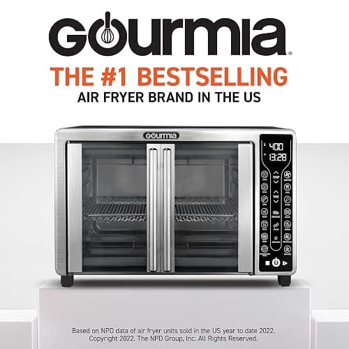 Gourmia French Door Air Fryer – 25 Qt Large Capacity Convection Oven, Fryfroce 360°, Digital Display with 17 Cooking Presets, Bake, Toast, Roast, Dehydrate, Fits 12” Pizza thumbnail 2