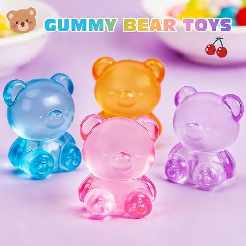 VISCOO 4 Pack Stress Bear Squishy Ball, Sugar Filled Gummy Bear Toys, Taba Squishy Toys for Kids Stress Relief, High Density Stress Balls for Calming - Soft Squeeze Balls Party Favors Birthday Gifts thumbnail 6