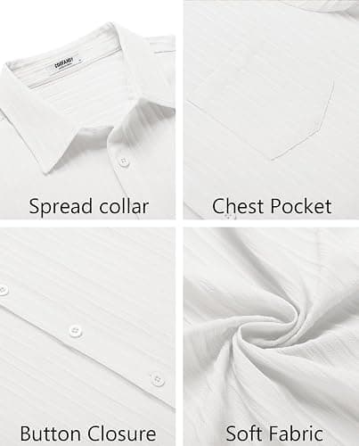 COOFANDY Men's Casual Button Down Shirts Short Sleeve Textured Summer Beach Shirt with Pocket thumbnail 5