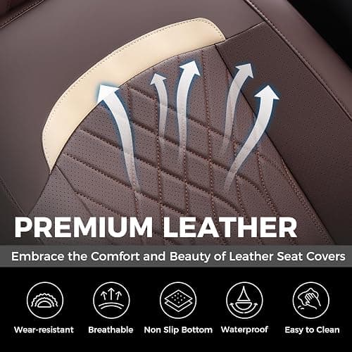 FLORICH Car Seat Covers Full Set, Leather Seat Covers for Cars, Car Seat Protector Waterproof Breathable, Universal Automotive Seat Covers, Front and Rear Car Seat Cover Fit for Most SUV Pick-up Truck thumbnail 8