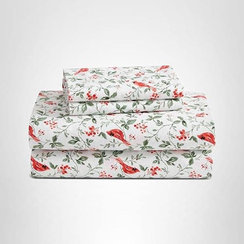 Laura Ashley - Flannel Sheets Queen Size, Anti-Pilling & Wrinkle Resistant Cotton, Touchably Soft for All-Season Comfort - Bed Sheets with Matching Pillowcases & Fitted Sheet (Jolly Cardinals Green) thumbnail 12