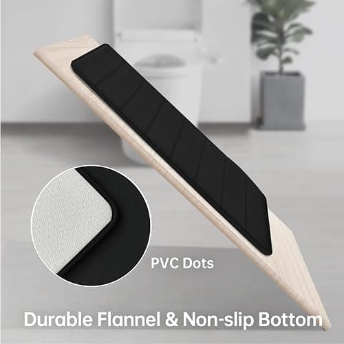 Bathroom Rugs Set Memory Foam Bath Rugs Non-Slip Bath Mat Set 3 Piece,Washable Bathroom Mats,Absorbent Shaggy Rugs Super Soft U-Shaped Toilet Rug,Bahroom Carpets for Bathroom,Tub,Shower（Black） - Black thumbnail 4