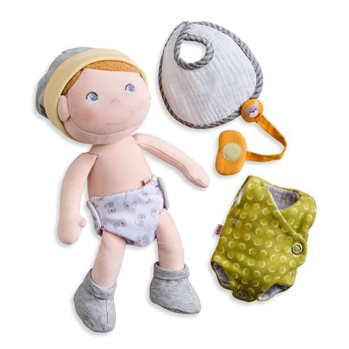 HABA Soft Doll Maxime Baby Doll Accessories Set - Machine Washable Plush Toys for 2 Year Old Girl and Boy - 11 ½“ Gift Set for Early Learning and Role Playing Skills thumbnail 3