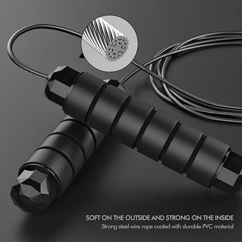Jump Rope, Tangle-Free Rapid Speed Jumping Rope Cable with Ball Bearings for Women, Men & Kids, Adjustable Steel Jump Rope with Foam Handles for Home Gym Exercise Fitness Workout Equipment & Slim Body thumbnail 3