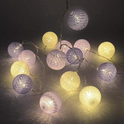 Gardeningwill 3M/10Ft 30 Purple White Ball LED Xmas Wedding Battery Operated String Fairy Light thumbnail 2
